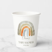 Watercolor Boho Rainbow Baby Dusche Pappbecher (Rückseite)