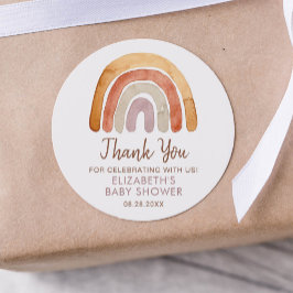 Watercolor Boho Rainbow Baby Dusche Runder Aufkleber