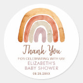 Watercolor Boho Rainbow Baby Dusche Runder Aufkleber (Vorderseite)