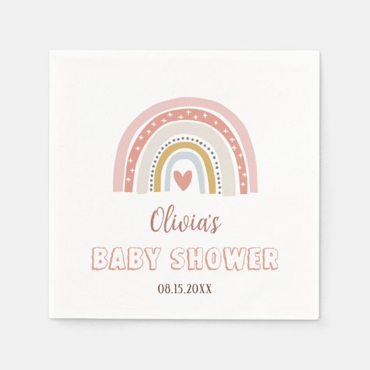 Watercolor Boho Rainbow Baby Dusche Serviette (Vorderseite)