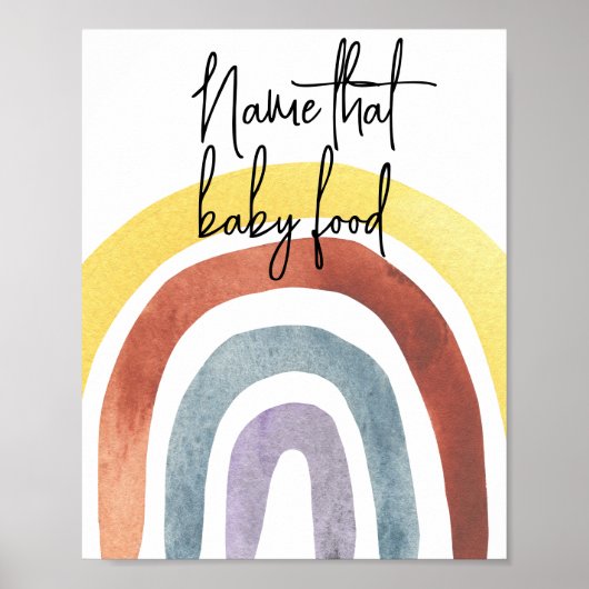 Watercolor Boho Rainbow - Name für Babynahrung Poster (Vorne)