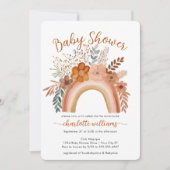 Watercolor Boho Rainbow Terracotta Kinderdusche Einladung (Vorderseite)