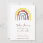 Watercolor Boho Regenbogen Baby Dusche Einladung (Vorderseite)