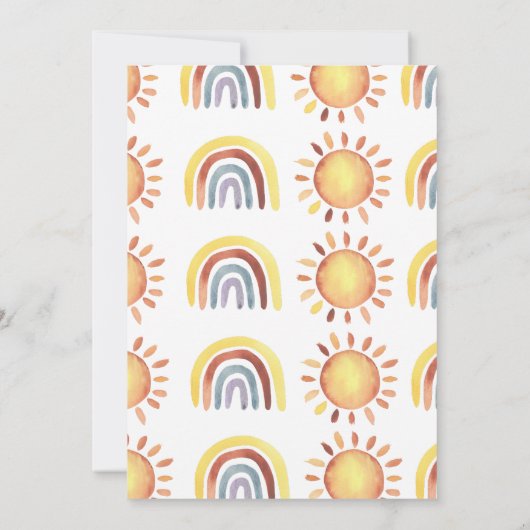 Watercolor Boho Regenbogen Baby Dusche Einladung (Rückseite)