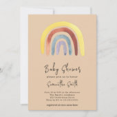 Watercolor Boho Regenbogen Babydusche Einladung (Vorderseite)