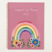 Watercolor Boho Regenbogen Planer (Vorderseite)