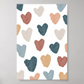 Watercolor Boho Regenbogenherzen Poster (Vorne)
