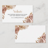 Watercolor Boho Rose Blume Hochzeiten Website Begleitkarte (Vorne/Hinten)