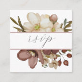 Watercolor Boho Rose & Neutral QR Code RSVP Card Begleitkarte (Vorderseite)