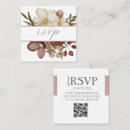 Watercolor Boho Rose & Neutral QR Code RSVP Card Begleitkarte