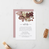 Watercolor Boho Rose & Neutral Wedd Details Card Mitteilungskarte (Vorderseite/Rückseite Beispiel)