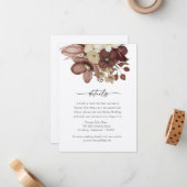 Watercolor Boho Rose & Neutral Wedd Details Card Mitteilungskarte (Vorderseite/Rückseite Beispiel)