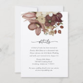 Watercolor Boho Rose & Neutral Wedd Details Card Mitteilungskarte (Vorderseite)