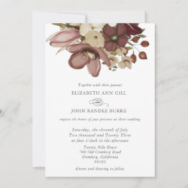 Watercolor Boho Rose & Neutral Wedding Einladung