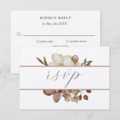 Watercolor Boho Rose & Neutral Wedding RSVP Einladung (Vorne/Hinten)