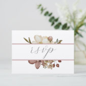 Watercolor Boho Rose & Neutral Wedding RSVP Einladung (Stehend Vorderseite)