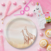Watercolor Boho Safari Giraffe Pappteller (Party)