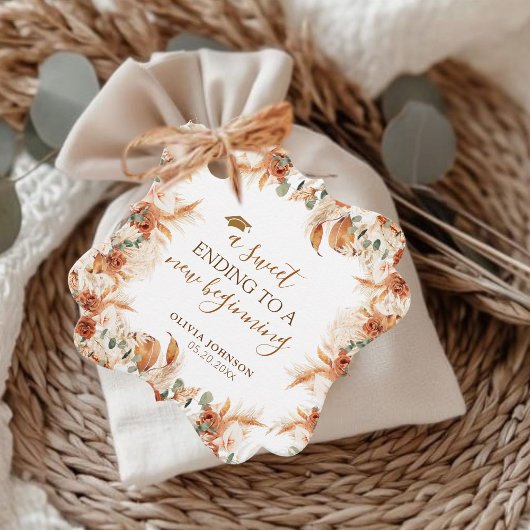 Watercolor Boho Script Abschluss Sweet Ending Geschenkanhänger