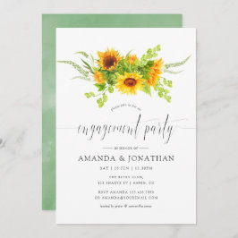 Watercolor Boho Sunflowers Engagement Party Einladung