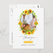 Watercolor Boho Sunflowers Wedding Foto Vielen Dan Postkarte (Vorne/Hinten)