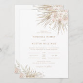 Watercolor Boho Tropical Wedding Einladung (Vorne/Hinten)