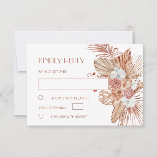 Watercolor Boho Wedding RSVP Karte (Vorderseite)