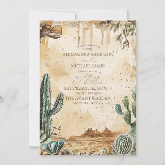Watercolor Boho Western Wedding Einladung (Vorderseite)