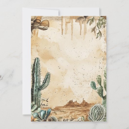 Watercolor Boho Western Wedding Einladung (Rückseite)
