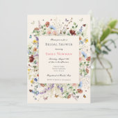 Watercolor Boho Wildblume Brautparty Einladung (Stehend Vorderseite)