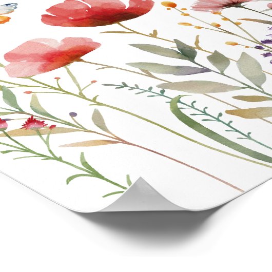 Watercolor Boho Wildblume Brautparty Willkommen Poster (Ecke)