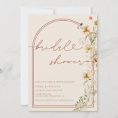 Watercolor Boho Wildblumen Brautparty Invitati Einladung (Vorderseite)