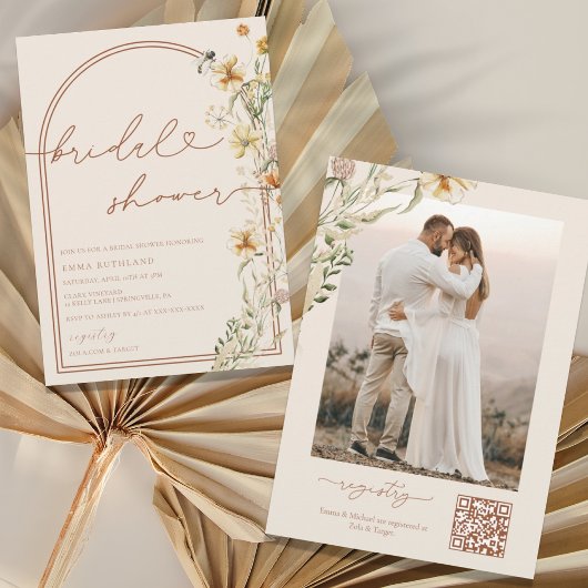 Watercolor Boho Wildblumen Brautparty Invitati Einladung