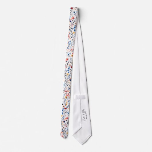 Watercolor Boho Wildblumen Neck Tie Krawatte (Rückseite)