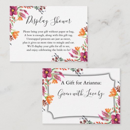 Watercolor Boho Wilde Blume Brautparty anzeigen Begleitkarte (Vorne/Hinten)