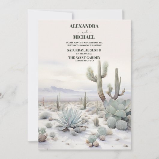 Watercolor Boho Wüstenhochzeit Einladung (Vorderseite)