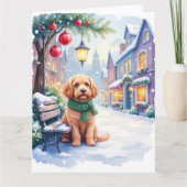 Watercolor Bolognese Festive Town Bench Christmas  Karte (Vorderseite)