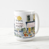 Watercolor Bonjour Beautiful Paris Kaffeetasse (VorderseiteRechts)