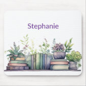 Watercolor Books and Plants Personalized Mousepad (Vorne)