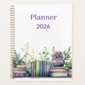 Watercolor Books and Plants Personalized Planner Planer (Vorderseite)