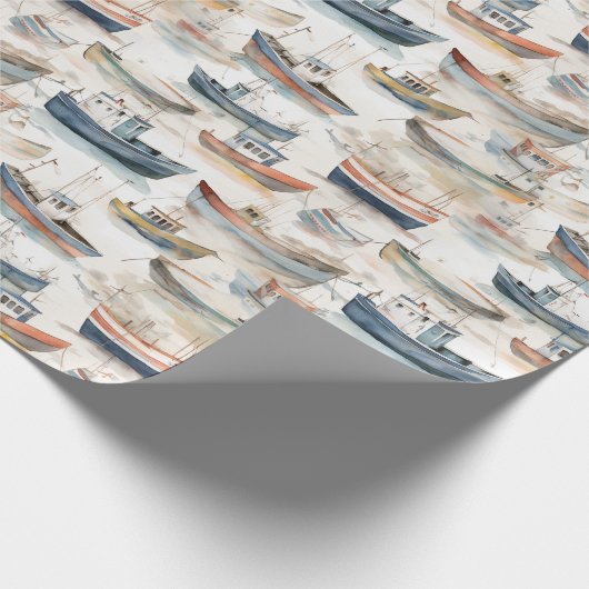 Watercolor Boote Wrapping Paper Geschenkpapier (Ecke)