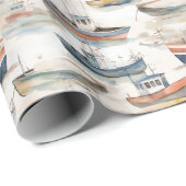 Watercolor Boote Wrapping Paper Geschenkpapier (Rolleneckpunkt)