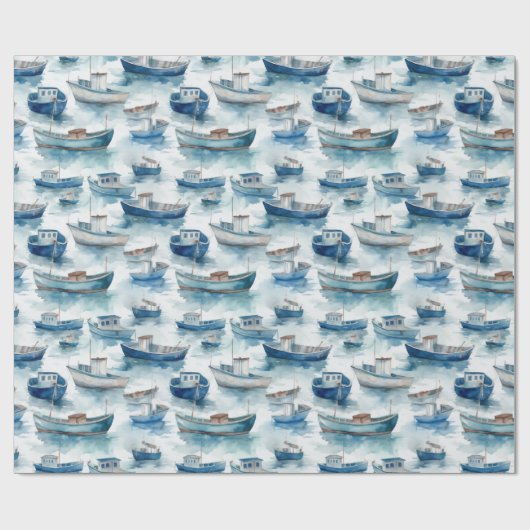 Watercolor Boote Wrapping Paper Geschenkpapier (Flach)