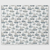 Watercolor Boote Wrapping Paper Geschenkpapier (Flach)