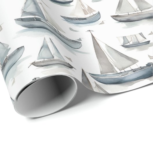 Watercolor Boote Wrapping Paper Geschenkpapier (Rolleneckpunkt)