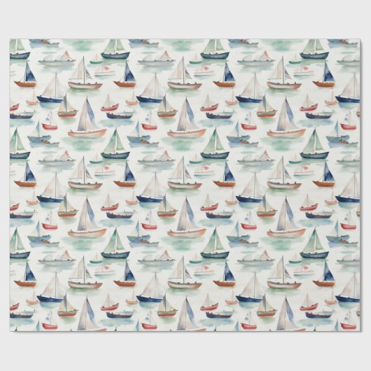 Watercolor Boote Wrapping Paper Geschenkpapier (Flach)