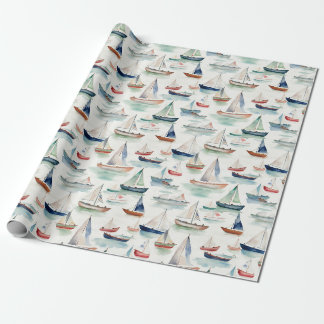 Watercolor Boote Wrapping Paper Geschenkpapier
