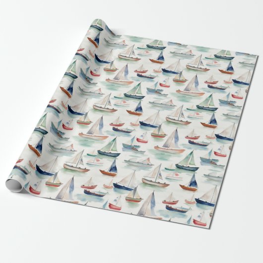 Watercolor Boote Wrapping Paper Geschenkpapier (Ungerollt)