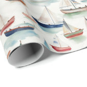 Watercolor Boote Wrapping Paper Geschenkpapier (Rolleneckpunkt)