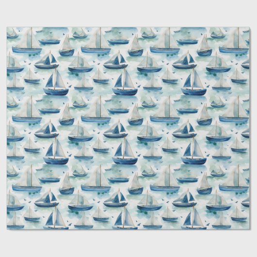 Watercolor Boote Wrapping Paper Geschenkpapier (Flach)