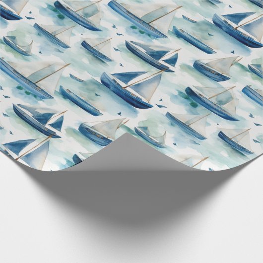 Watercolor Boote Wrapping Paper Geschenkpapier (Ecke)